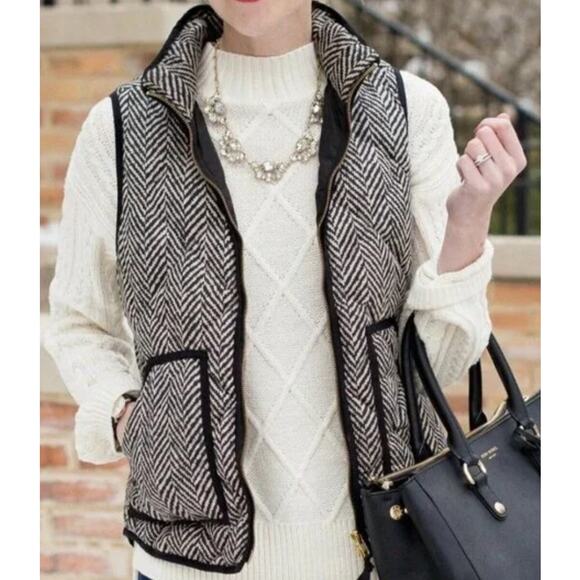 J.Crew Herringbone Quilted Vest‎ Down & Feather Filled Jacket Vest Womens Small - Picture 1 of 14